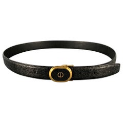 DUNHILL Size 36 Black Gold  Leather Belt