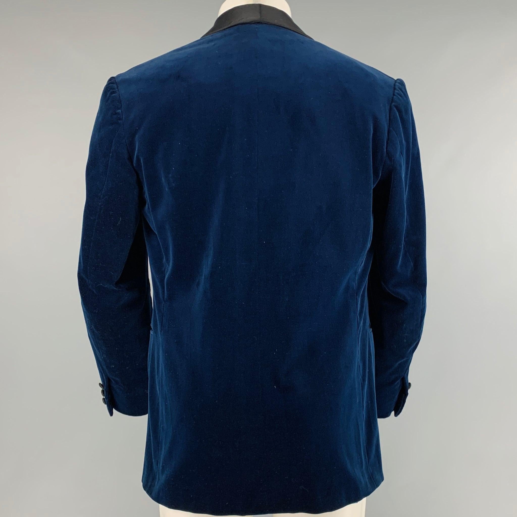 Men's DUNHILL Size 40 Blue Velvet Shawl Collar Sport Coat For Sale