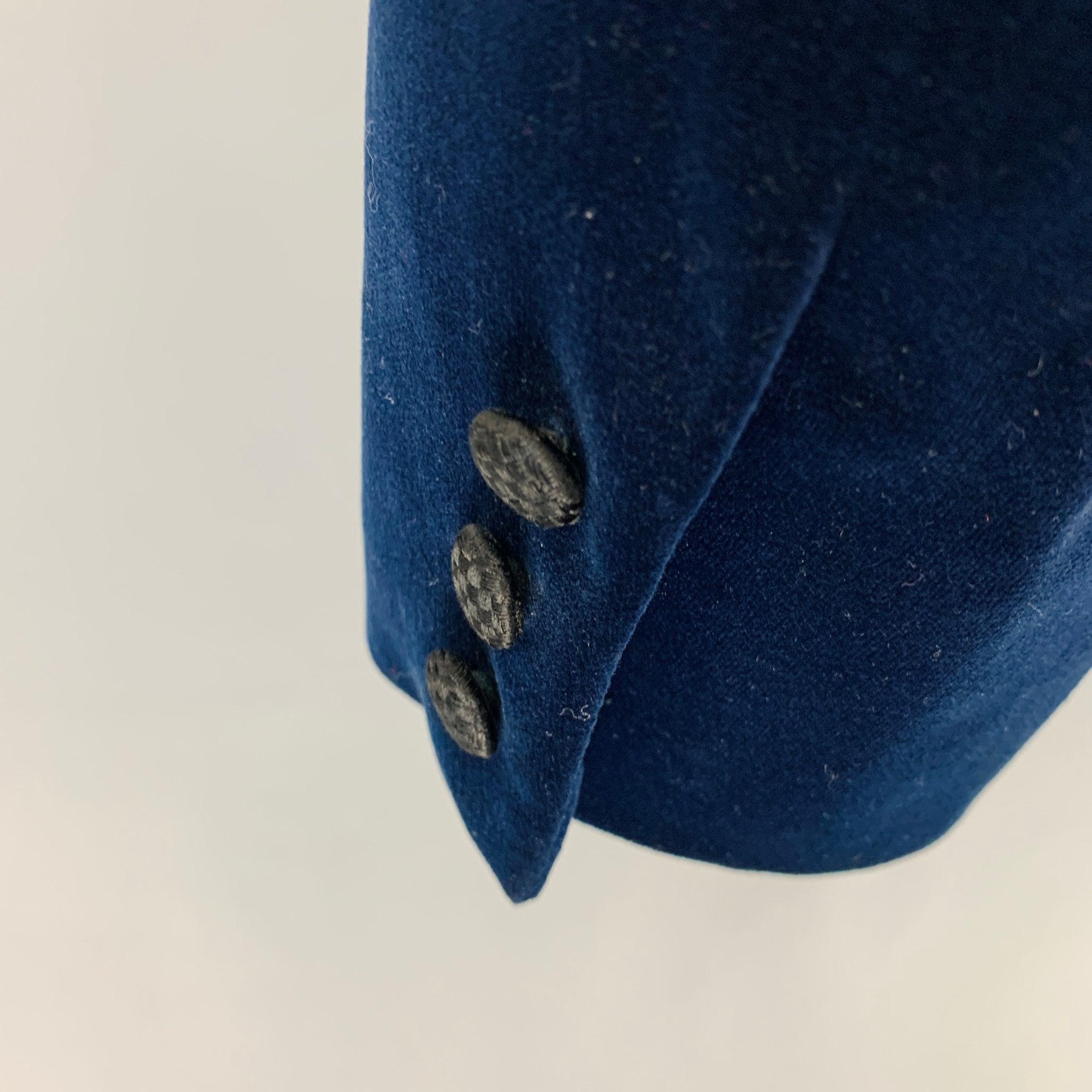 Manteau de sport DUNHILL Taille 40 en velours bleu col châle en vente 1
