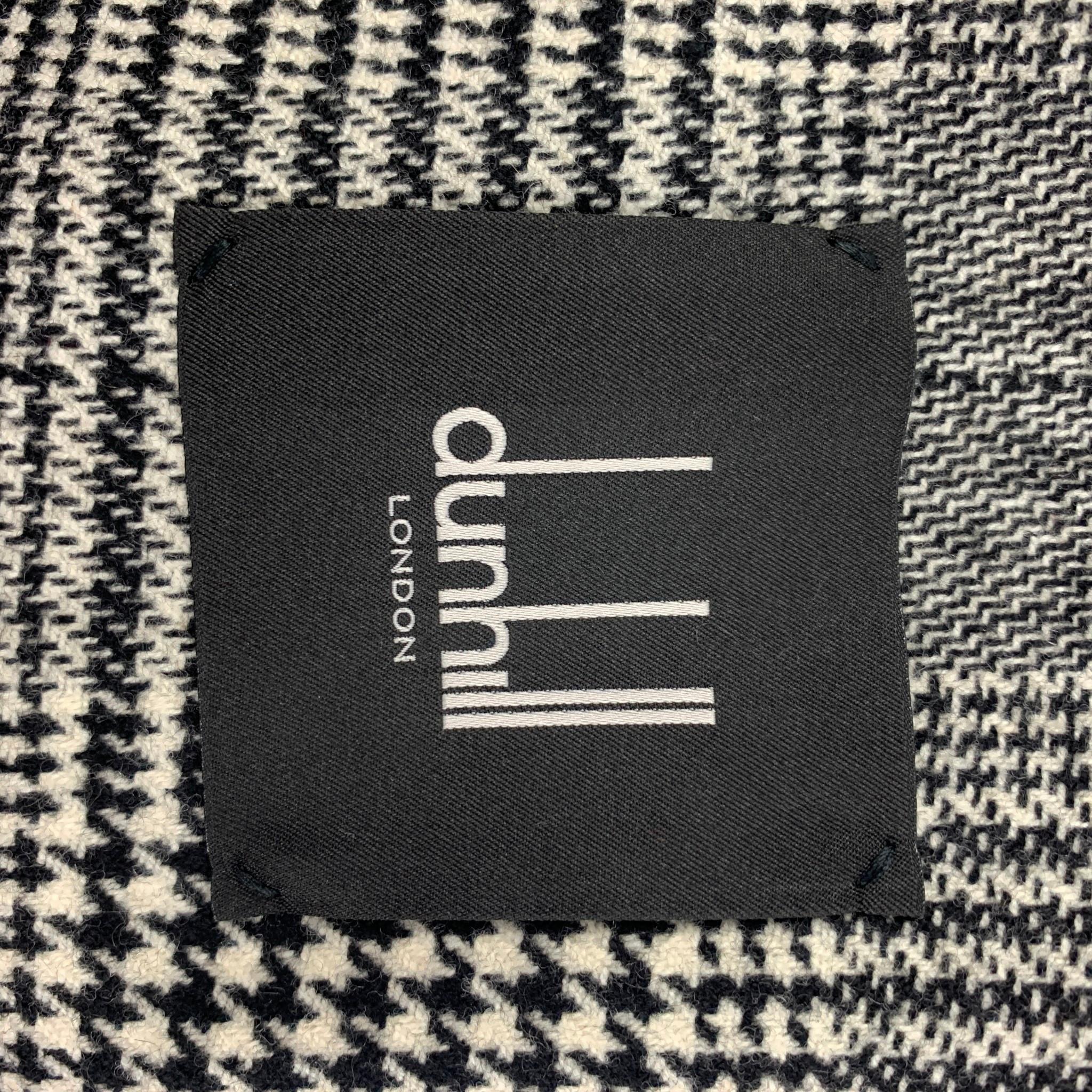 DUNHILL Size 42 Black White Plaid Wool Cashmere Car Coat 3