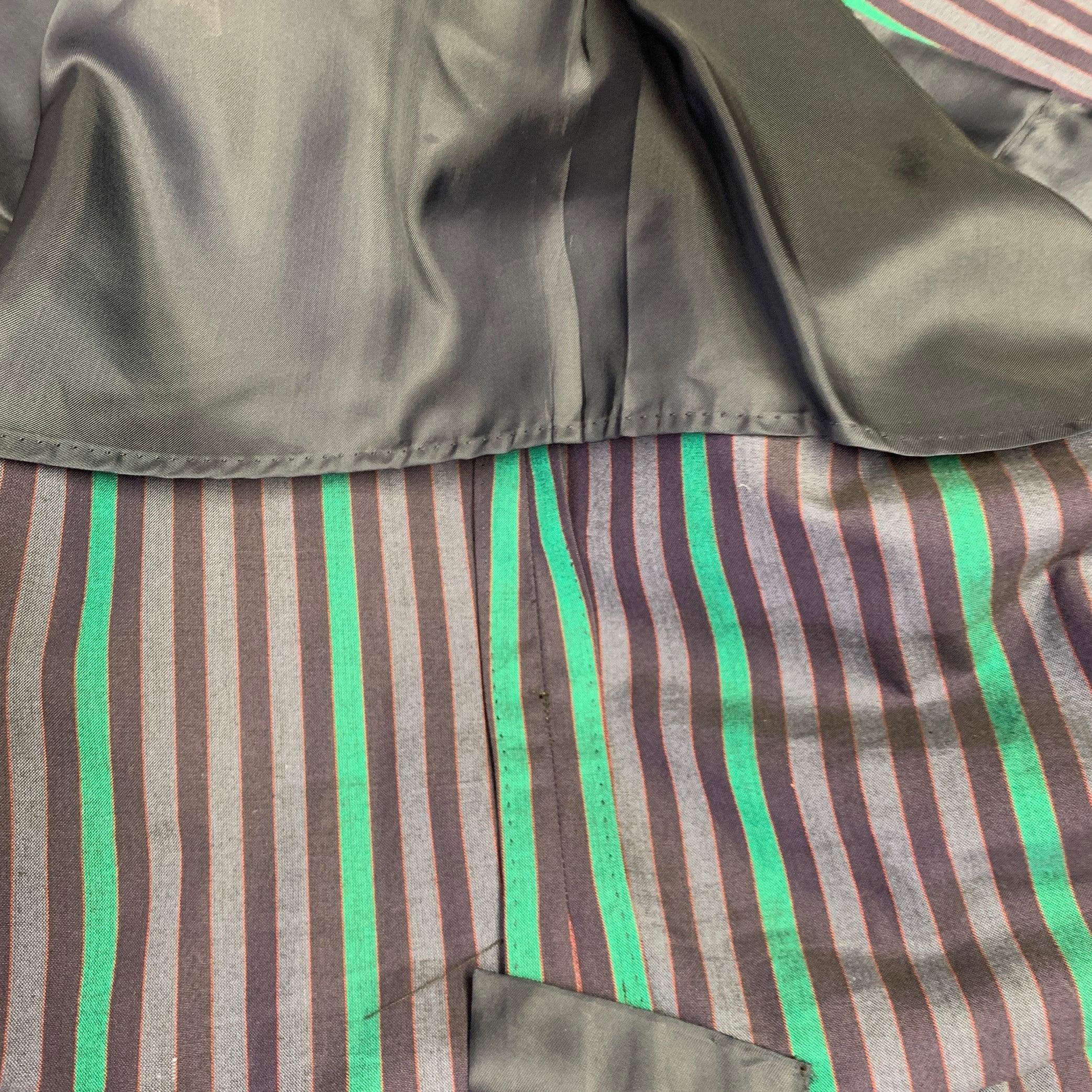 DUNHILL Size 42 Purple Green Stripe Cotton Single Breasted Sport Coat 3