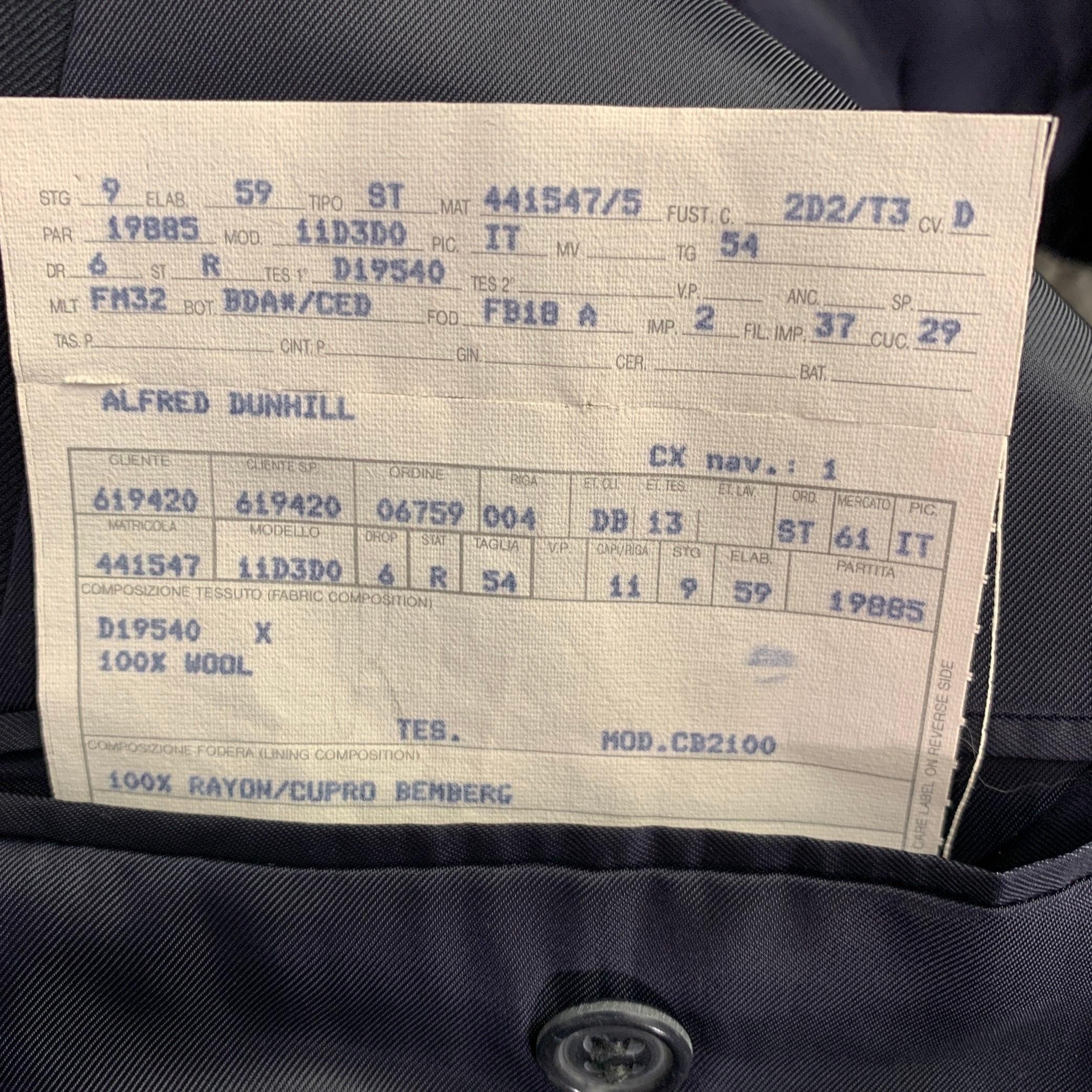 DUNHILL Size 44 Regular Navy Gold Wool Double Breasted Sport Coat For Sale 2
