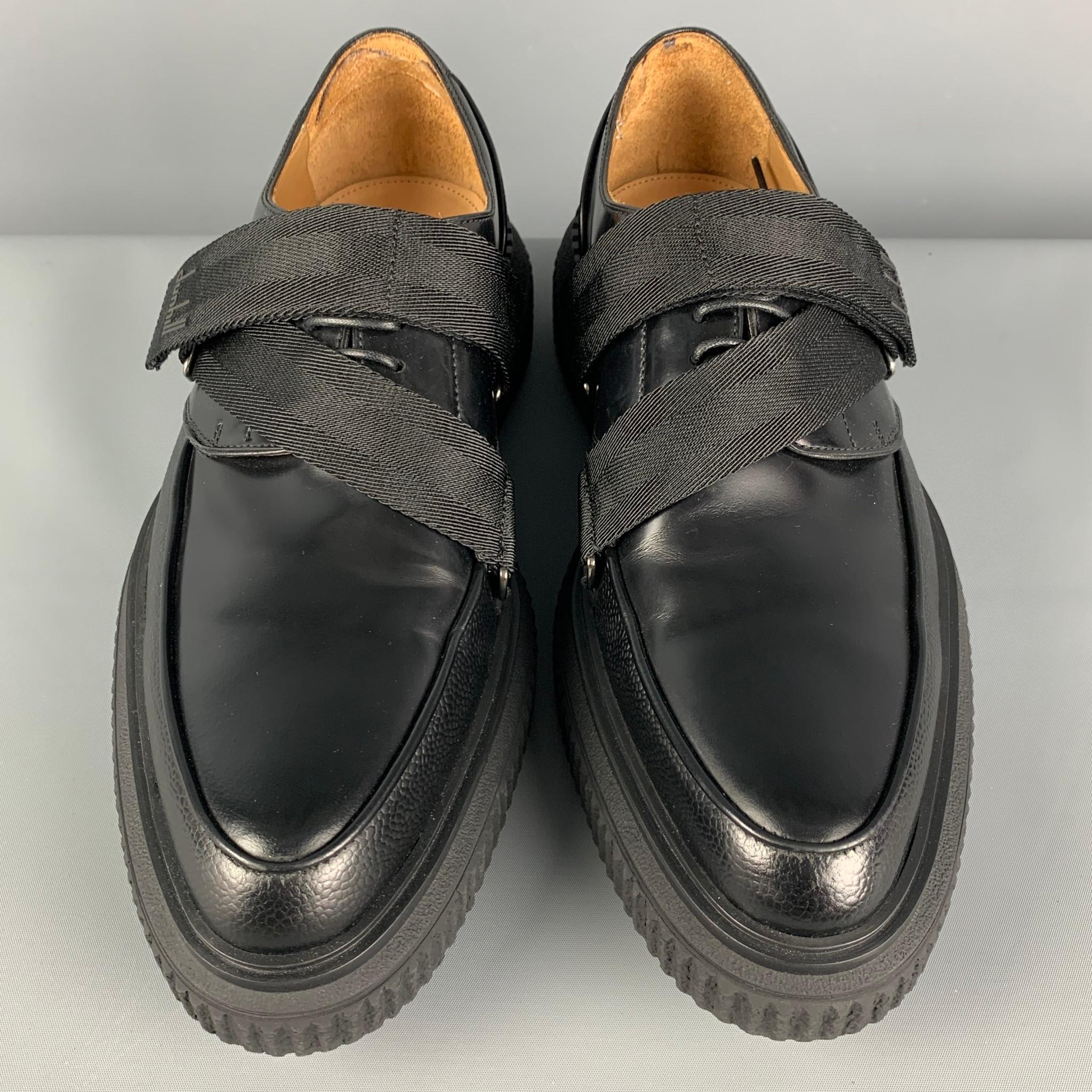 DUNHILL Size 9 Black Leather Creeper Lace Up Shoes In New Condition In San Francisco, CA