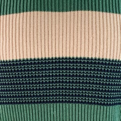 DUNHILL Size M Green Beige Stripe Cotton Crew Neck Sweater
