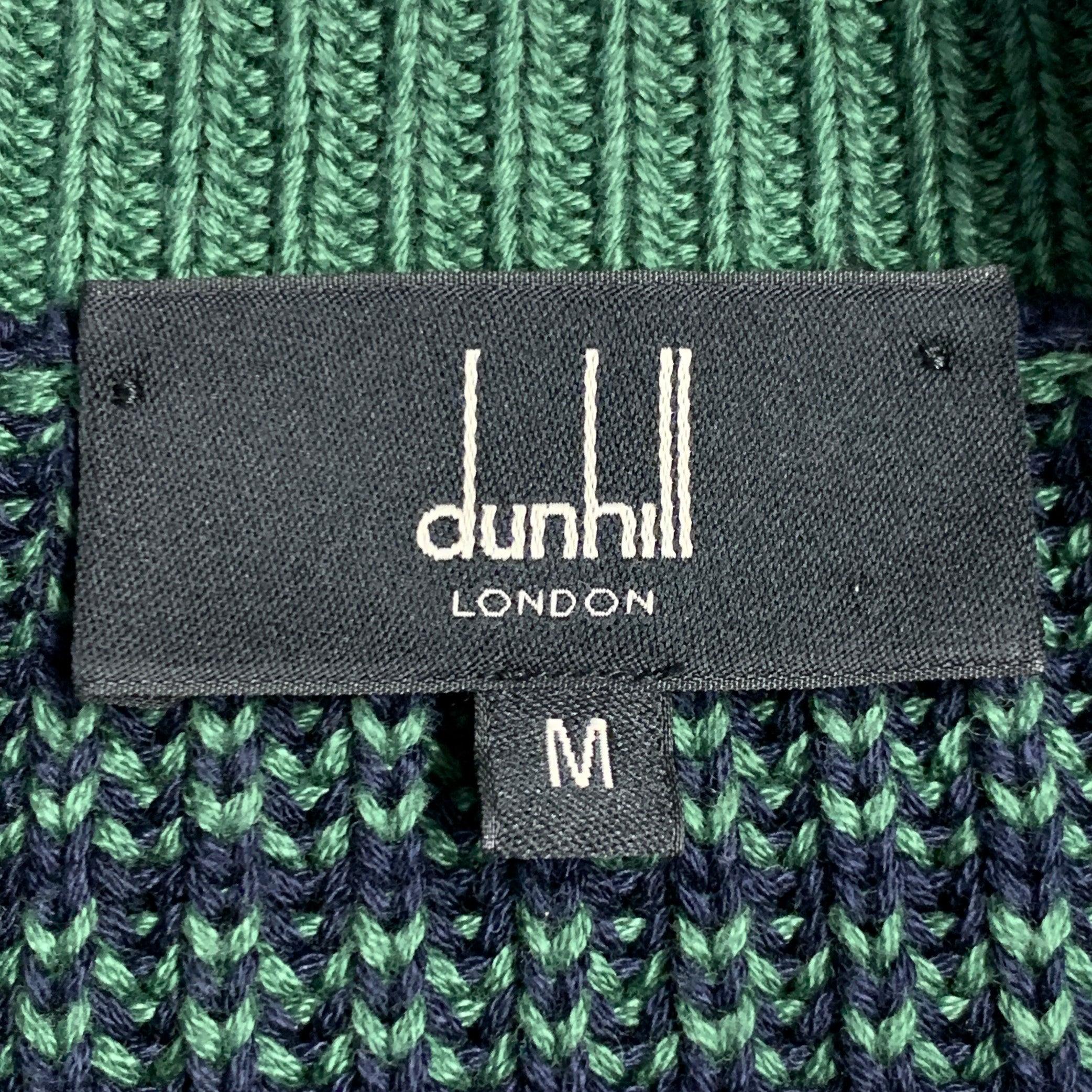 Dunhill Size M Green Beige Stripe Cotton Crew Neck Sweater (Pull à col ras du cou en coton) en vente 2
