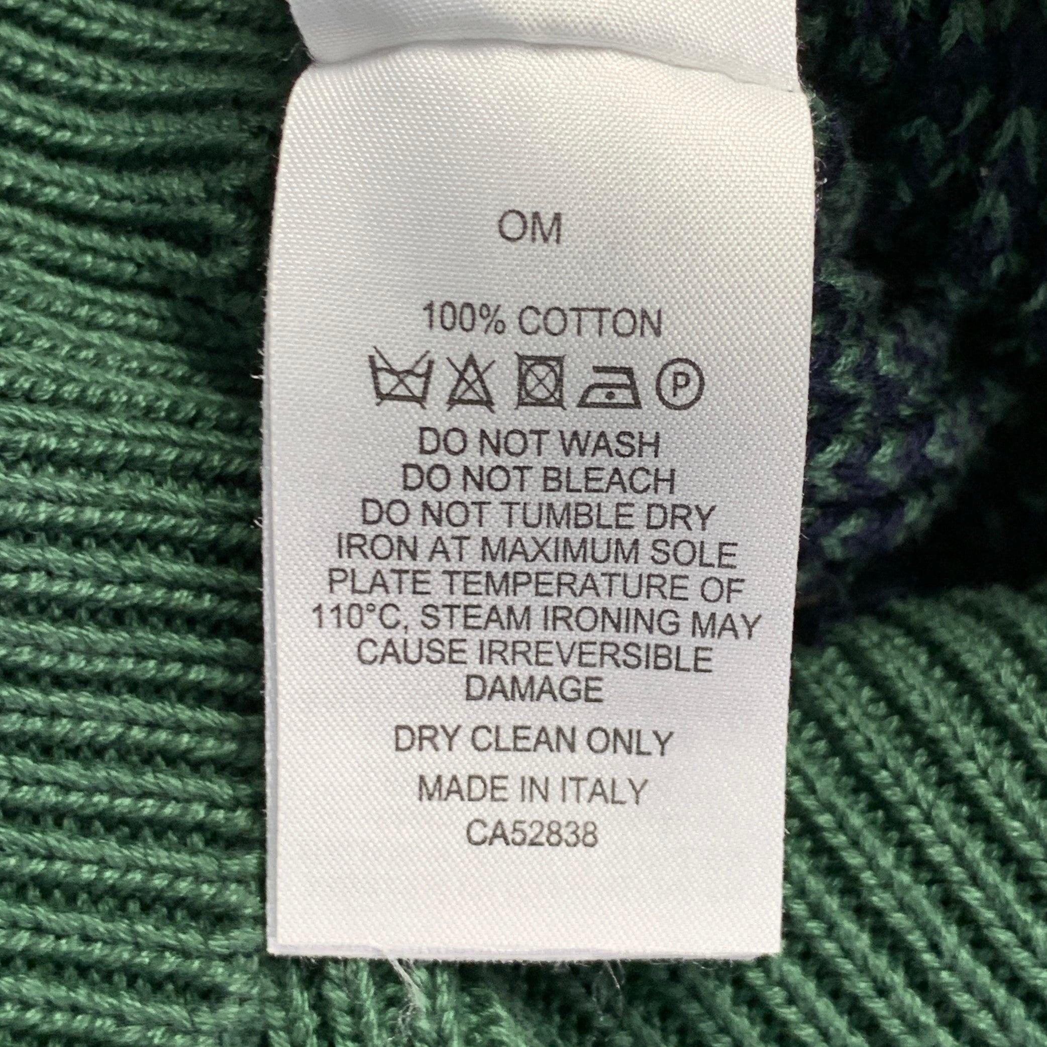 Dunhill Size M Green Beige Stripe Cotton Crew Neck Sweater (Pull à col ras du cou en coton) en vente 3