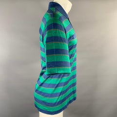 DUNHILL Size M Green Navy Red Stripe Cotton Polo Polo