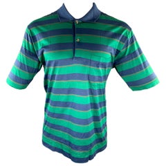 DUNHILL Size M Green Navy Red Stripe Cotton Polo Polo