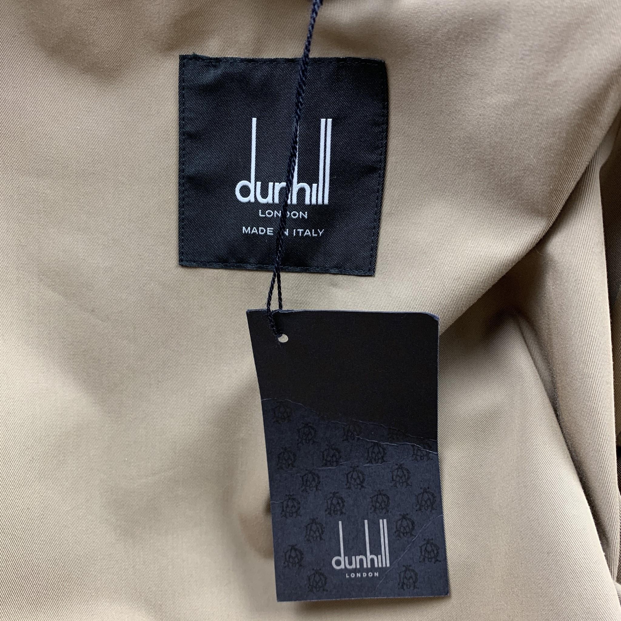 DUNHILL Size XXL Khaki Cotton / Polyamide Double Breasted Trenchcoat In Excellent Condition In San Francisco, CA