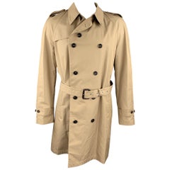 DUNHILL Size XXL Khaki Cotton / Polyamide Double Breasted Trenchcoat