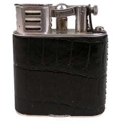 Dunhill Steel and Black Crocodile Leather Unique Sports Lighter