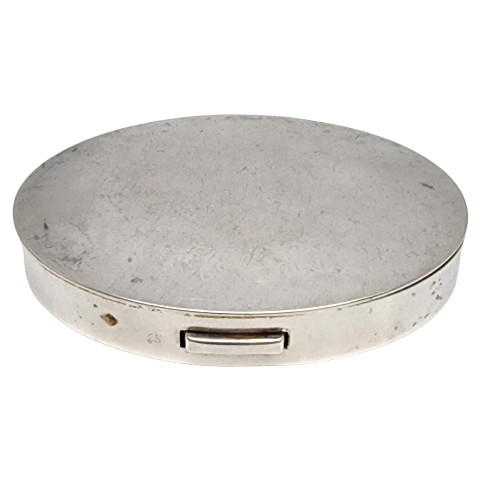 Dunhill Sterling Silver Oval Mirror Compact #16887 For Sale