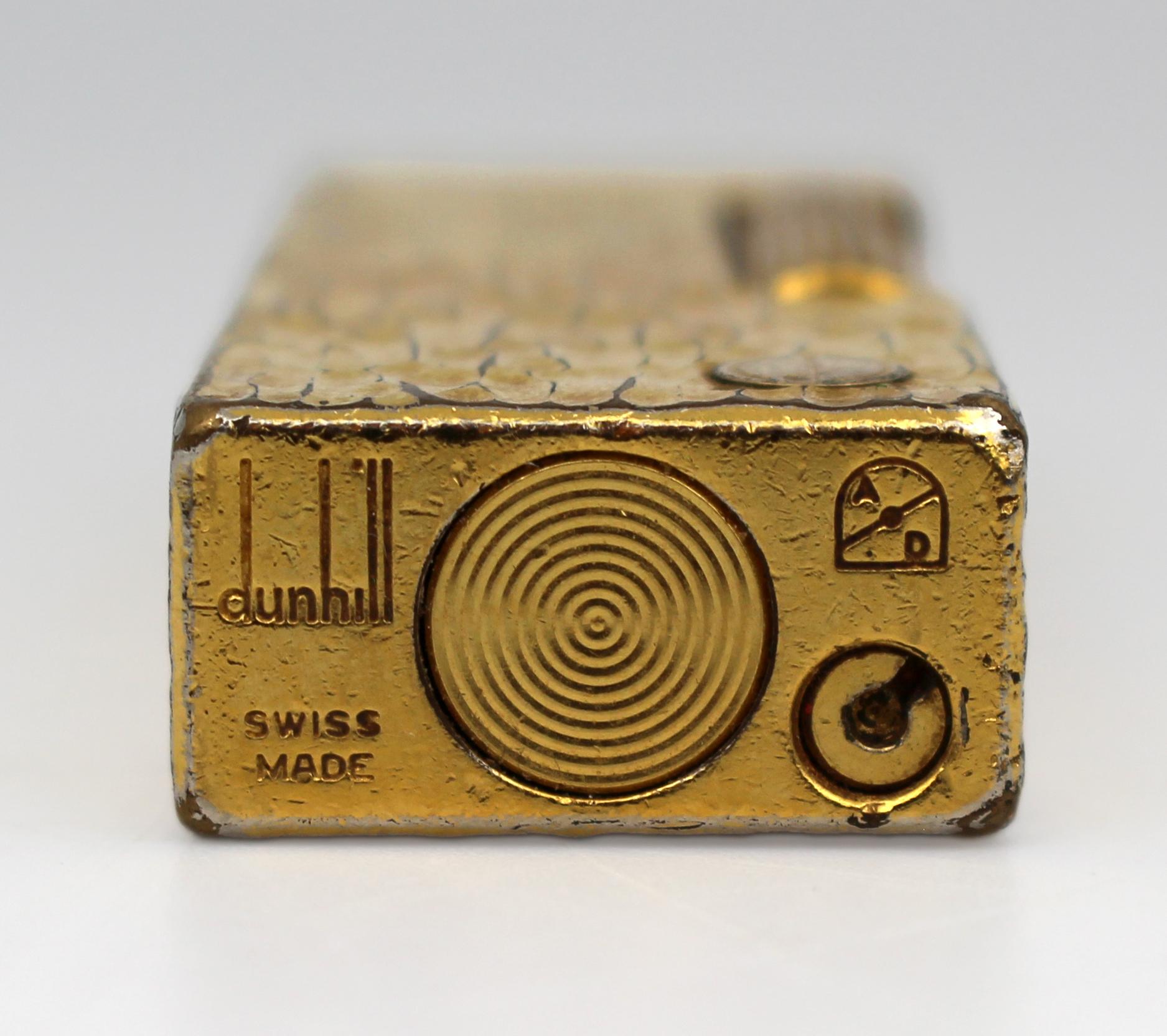 Dunhill Swiss-Made Gold-Plated “Bark” Finish Lighter, c.1965 For Sale 3