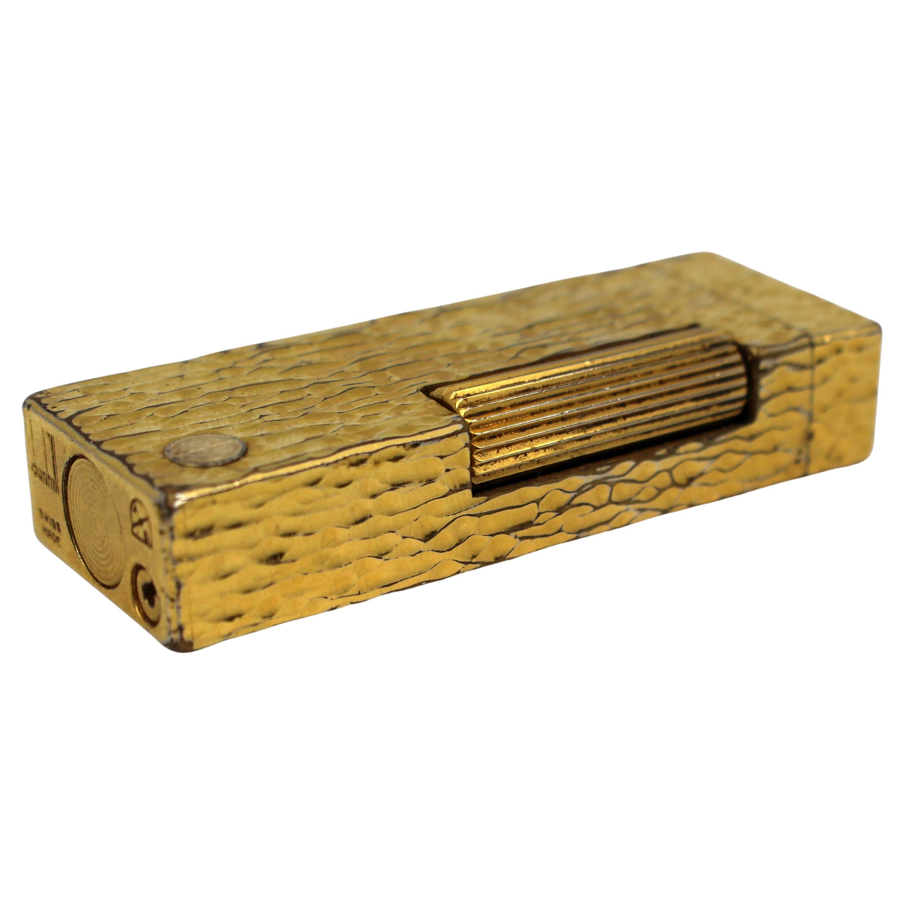 Dunhill Swiss-Made Gold-Plated “Bark” Finish Lighter, c.1965 For Sale