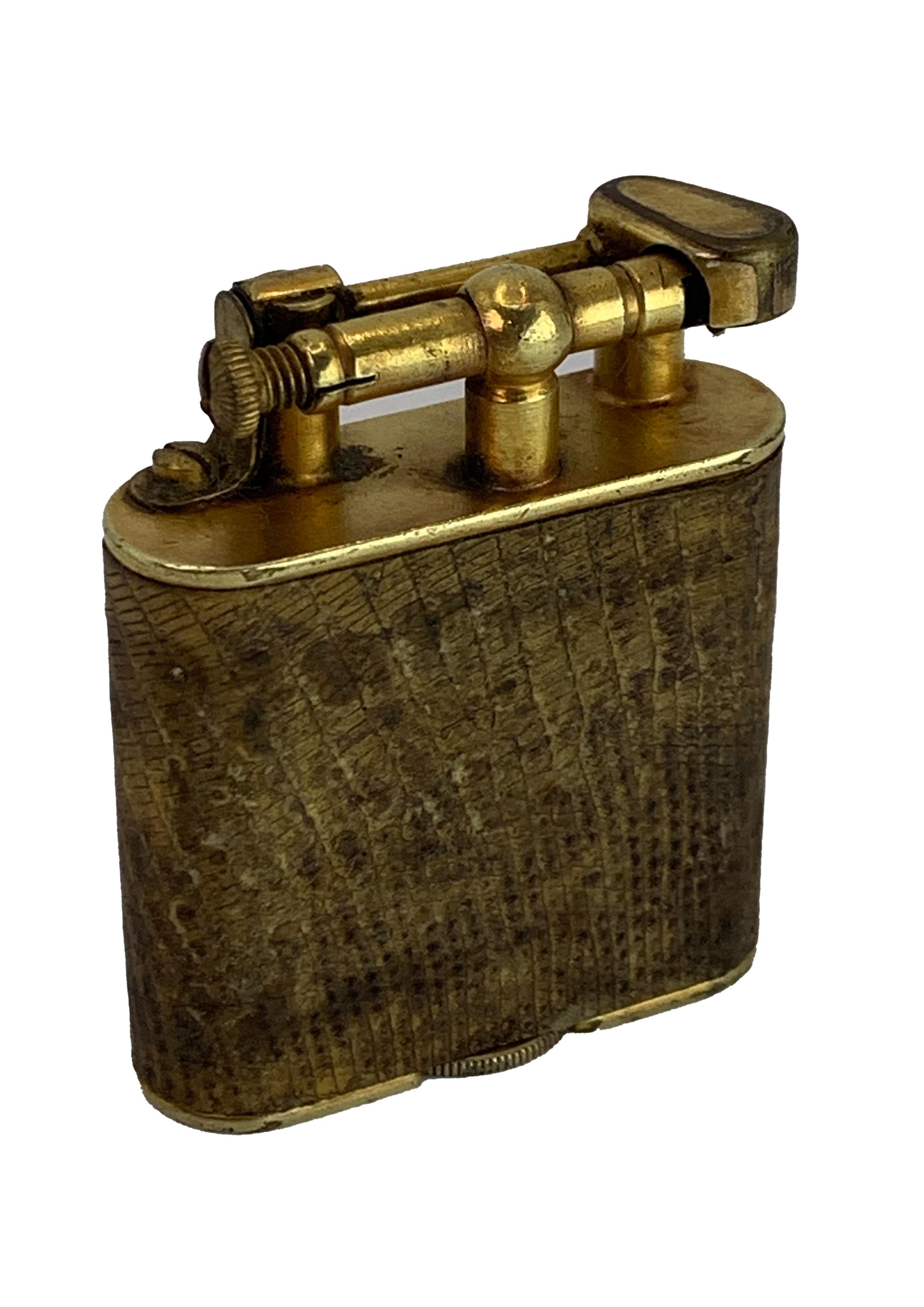 Dunhill Art Deco Unique Leather Cased Petrol Cigarette Lighter at