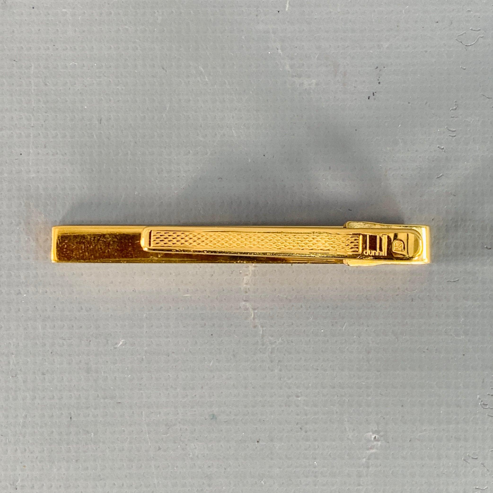 DUNHILL Vintage Einheitsgröße Gold Schwarz Streifen Metall Krawattenklammer im Zustand „Hervorragend“ im Angebot in San Francisco, CA