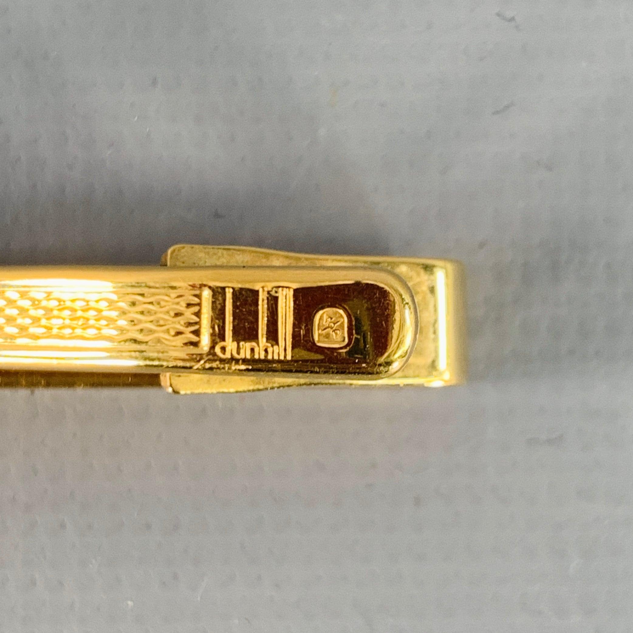 DUNHILL Vintage Einheitsgröße Gold Schwarz Streifen Metall Krawattenklammer Herren im Angebot