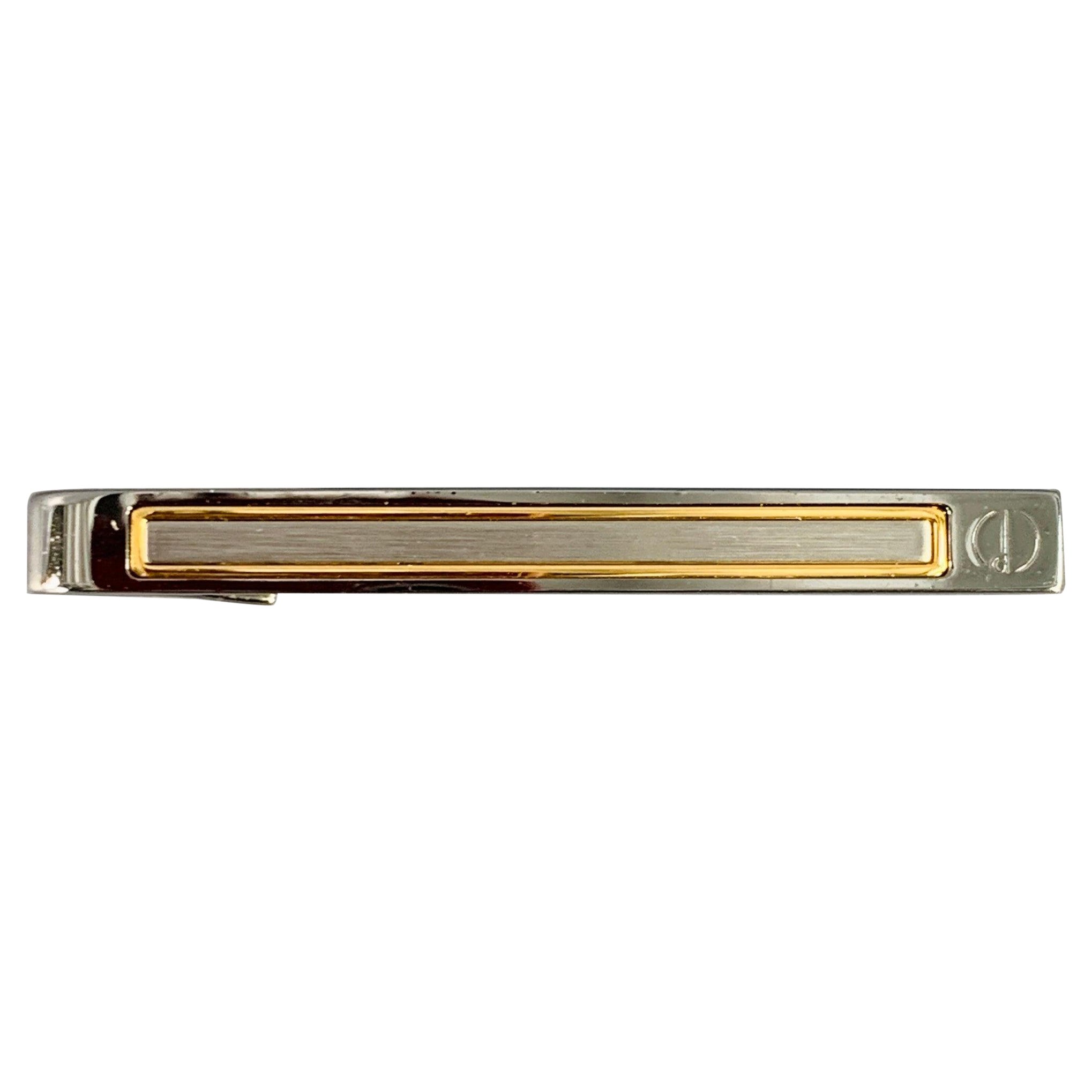 DUNHILL Vintage Silver Gold Metal Tie Clip