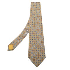 Corbata de seda con motivos florales amarilla Dunhill