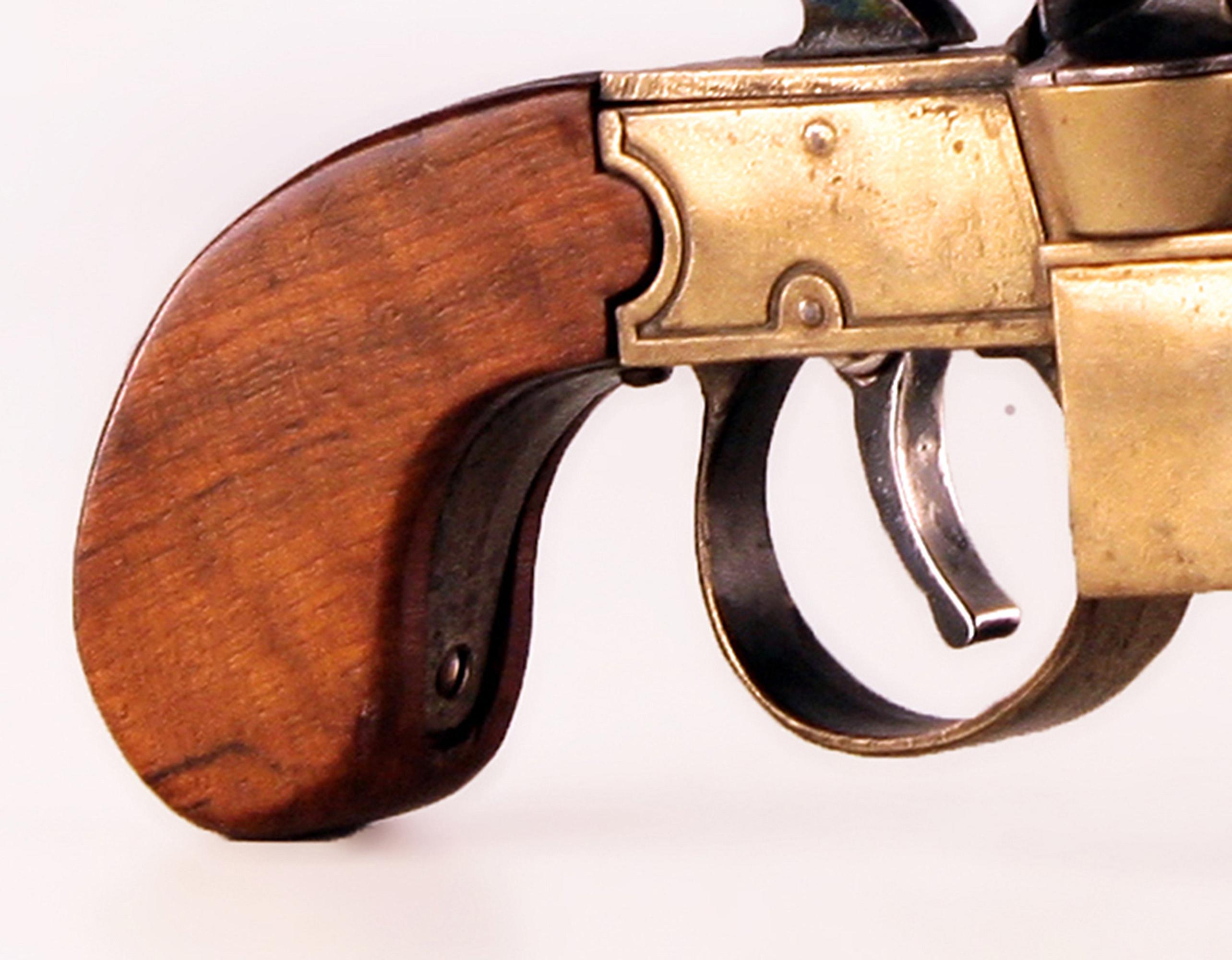 Hand-Crafted Dunhil's 'Tinder Pistol': 20th C. English Oak Wood/Bronzed Brass Table Lighter For Sale