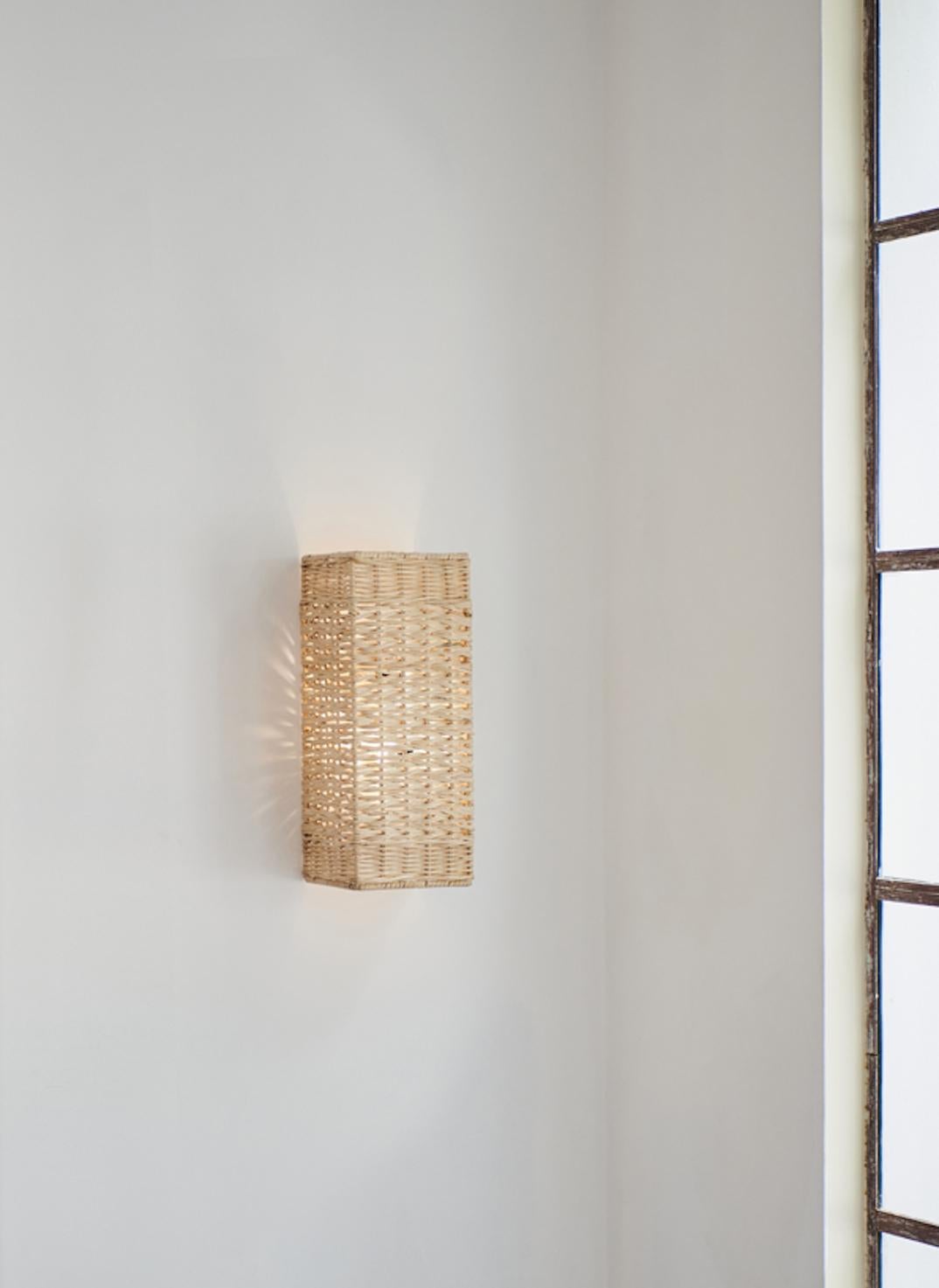 Dunlin Narrow Rattan Wall Sconce For Sale