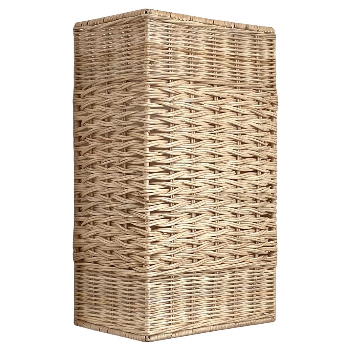 DUNLIN Wide Rattan Wall Sconce For Sale