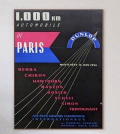 Dunlop 1000km Automobile de Paris 1956 Original Vintage Poster
