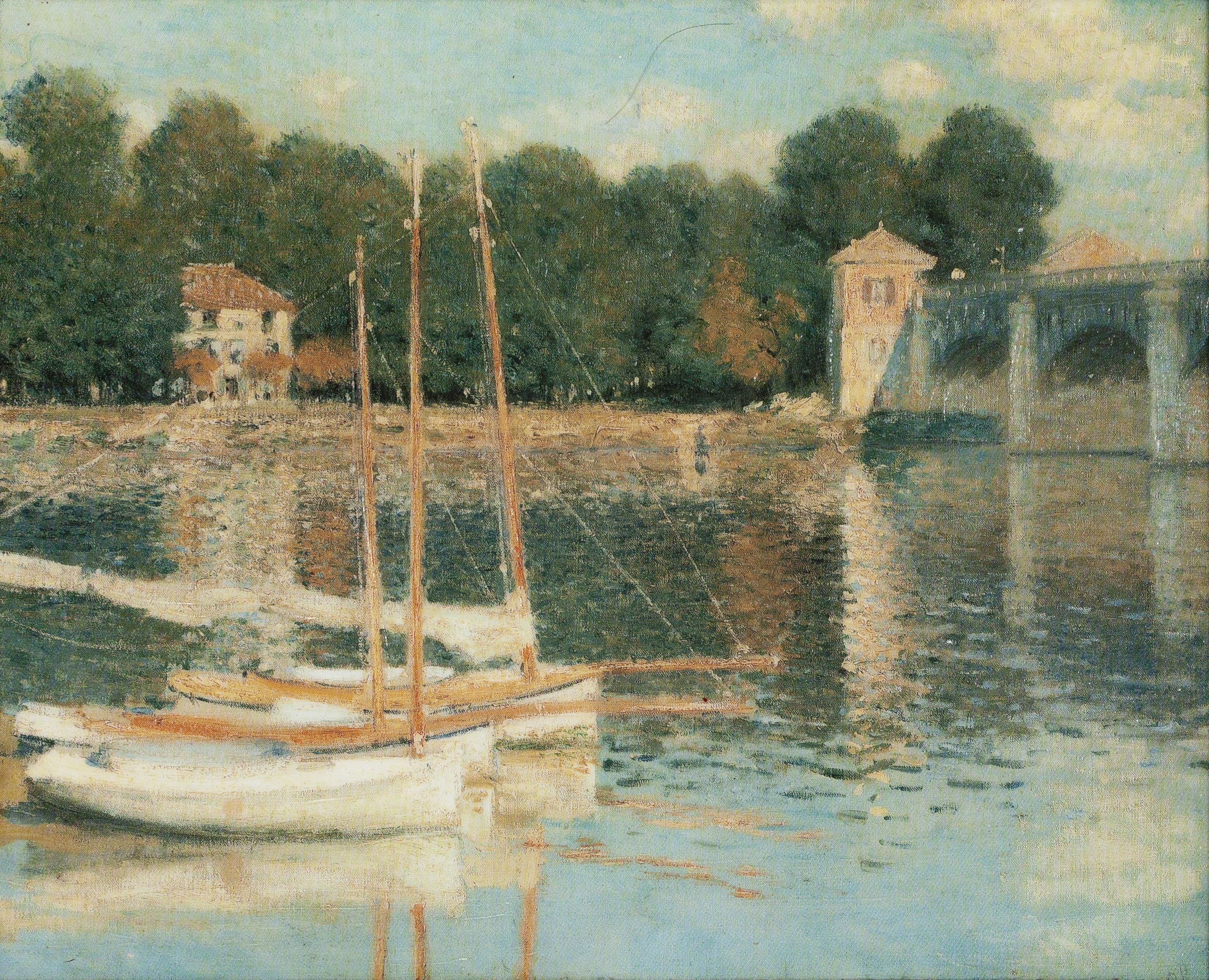 DuNuzio Landscape Painting – Bridge at Argentenil, Brücke 