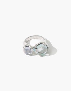 Duo Beam Ring in 925 Sterling Silver & Mint Ice and Blue Jay Stones by CLED