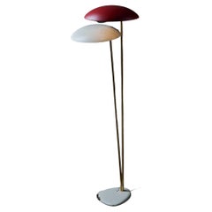 Retro Duo Brass Stem With Coloured Shades Floor Lamp