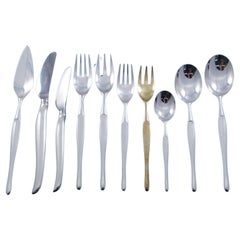Used Duo by Christofle Silverplate Flatware Service Set 119 pieces Dinner Modern