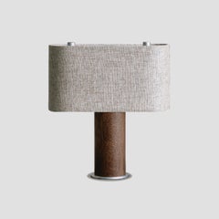 Duo Candle Warmer Table Lamp in Walnut Color Coated Metal & Linen by KIMU