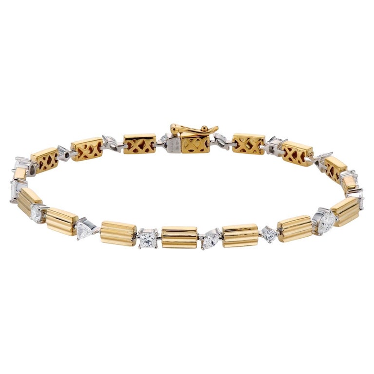Duo Column Fancy Tennis Bracelet For Sale at 1stDibs