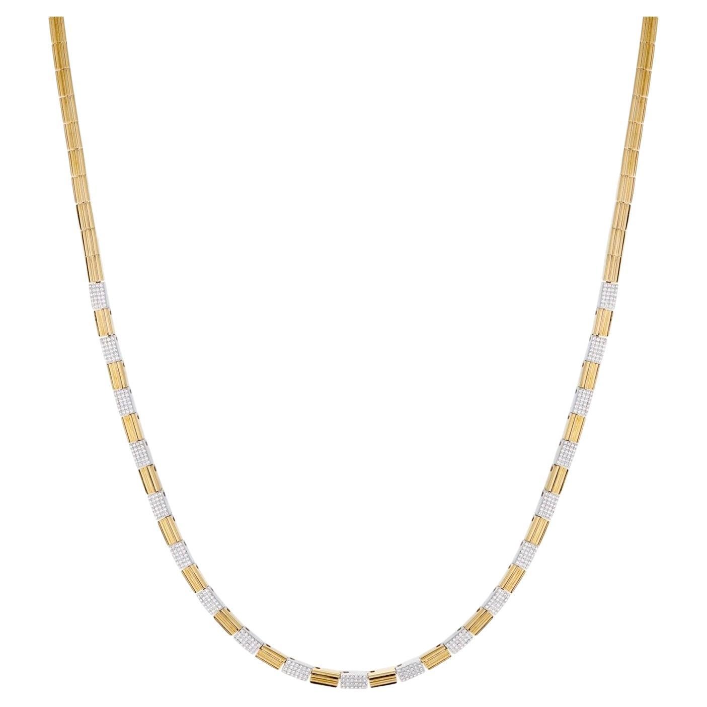 Duo Column Pave Necklace For Sale