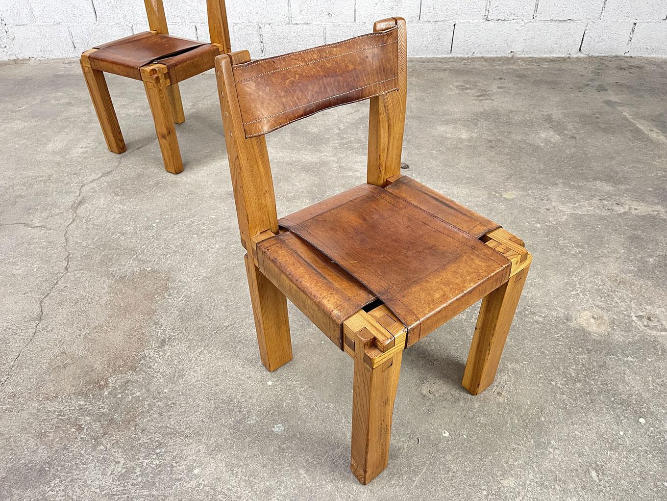 Moderne Duo de chaises S11 Pierre Chapo en vente