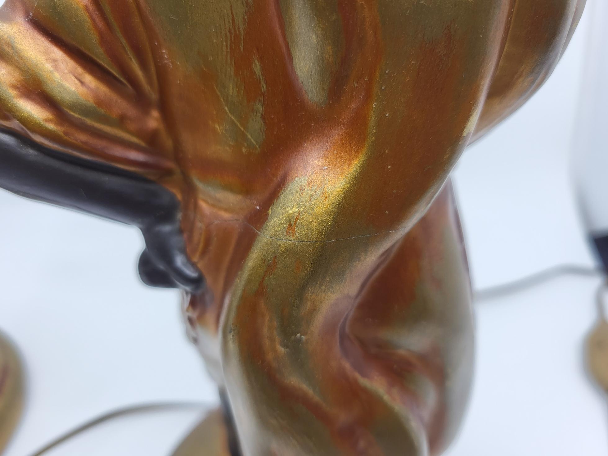 Duo de lampes Nubiens en céramique polychrome JP créations Francais Vintage For Sale 5