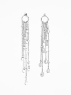 Duo De Larmes Earrings in Silver, Zirconia, Freshwater Pearls & Crystals by O Sh