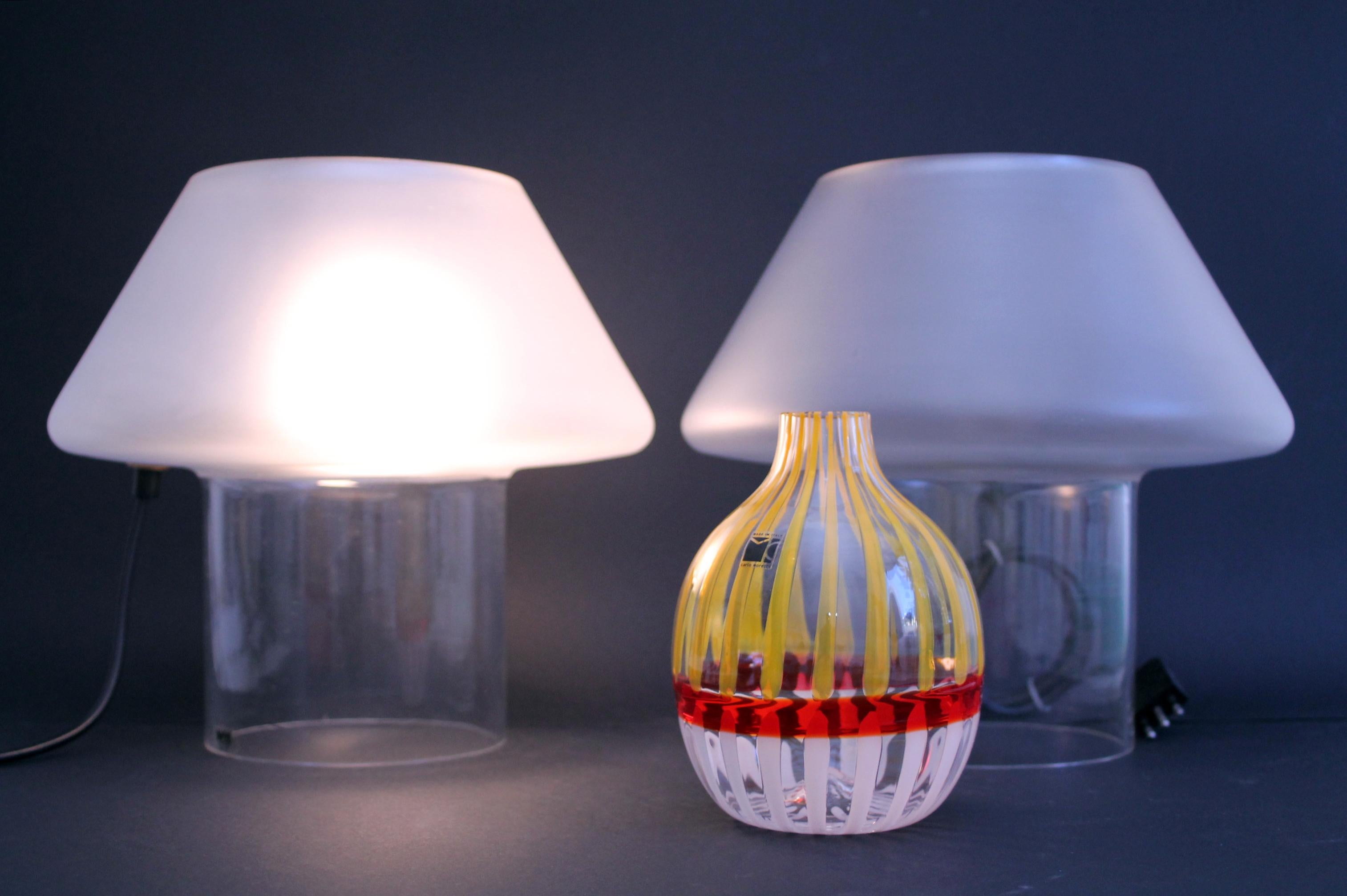 SETZEN  Guido Rosati für VeArt Murano Glas  Moderne Tischlampen aus der Mitte des Jahrhunderts 1976 7