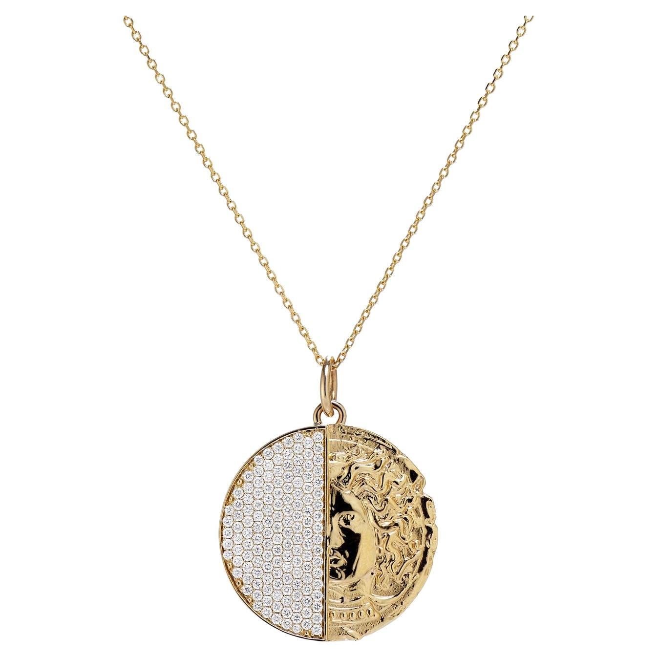 Duo Half Coin Necklace For Sale