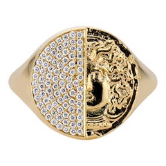 Duo Half Coin Signet Ring