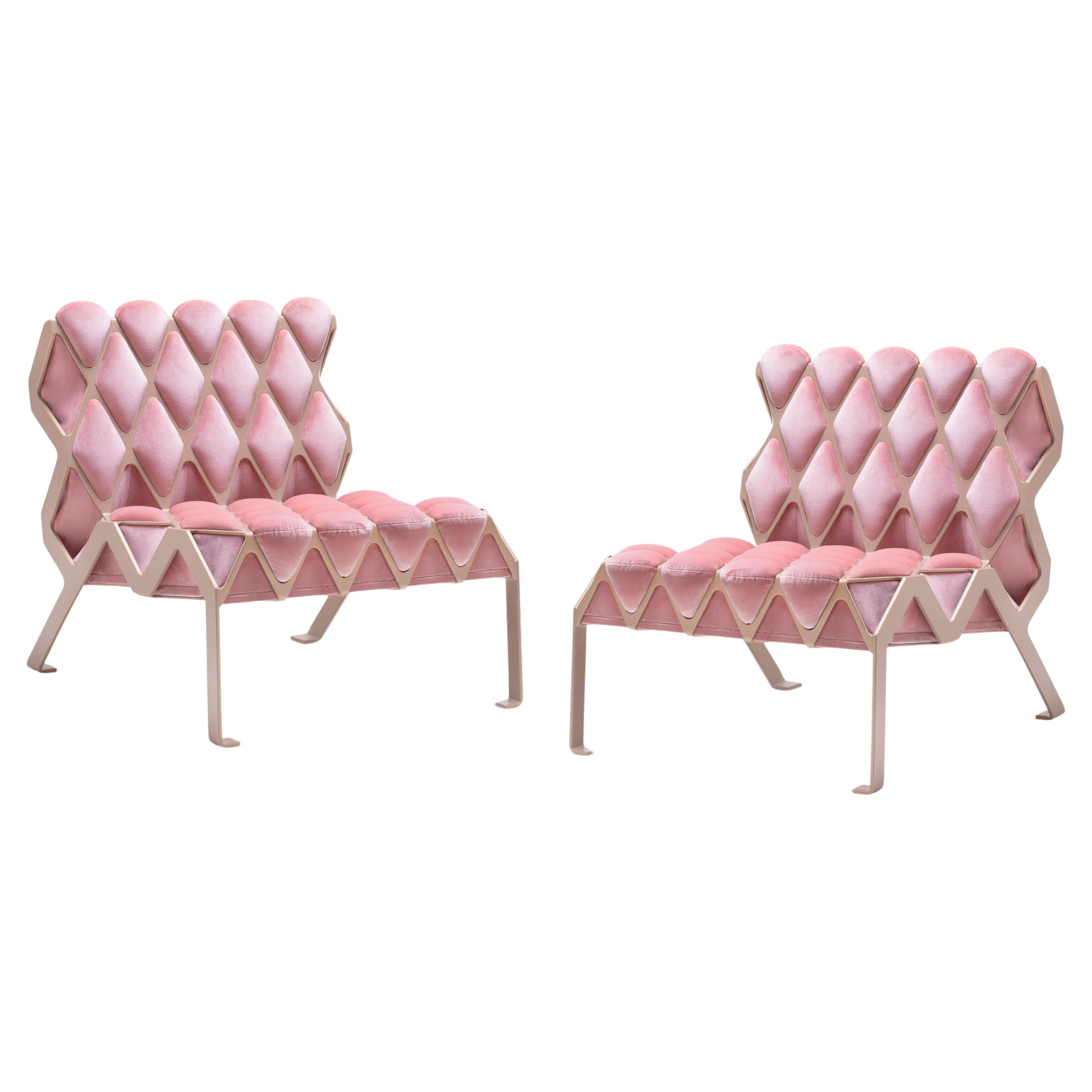 DUO Handcrafted Matrice Chair in Steel and Parma Velvet by Tawla For Sale