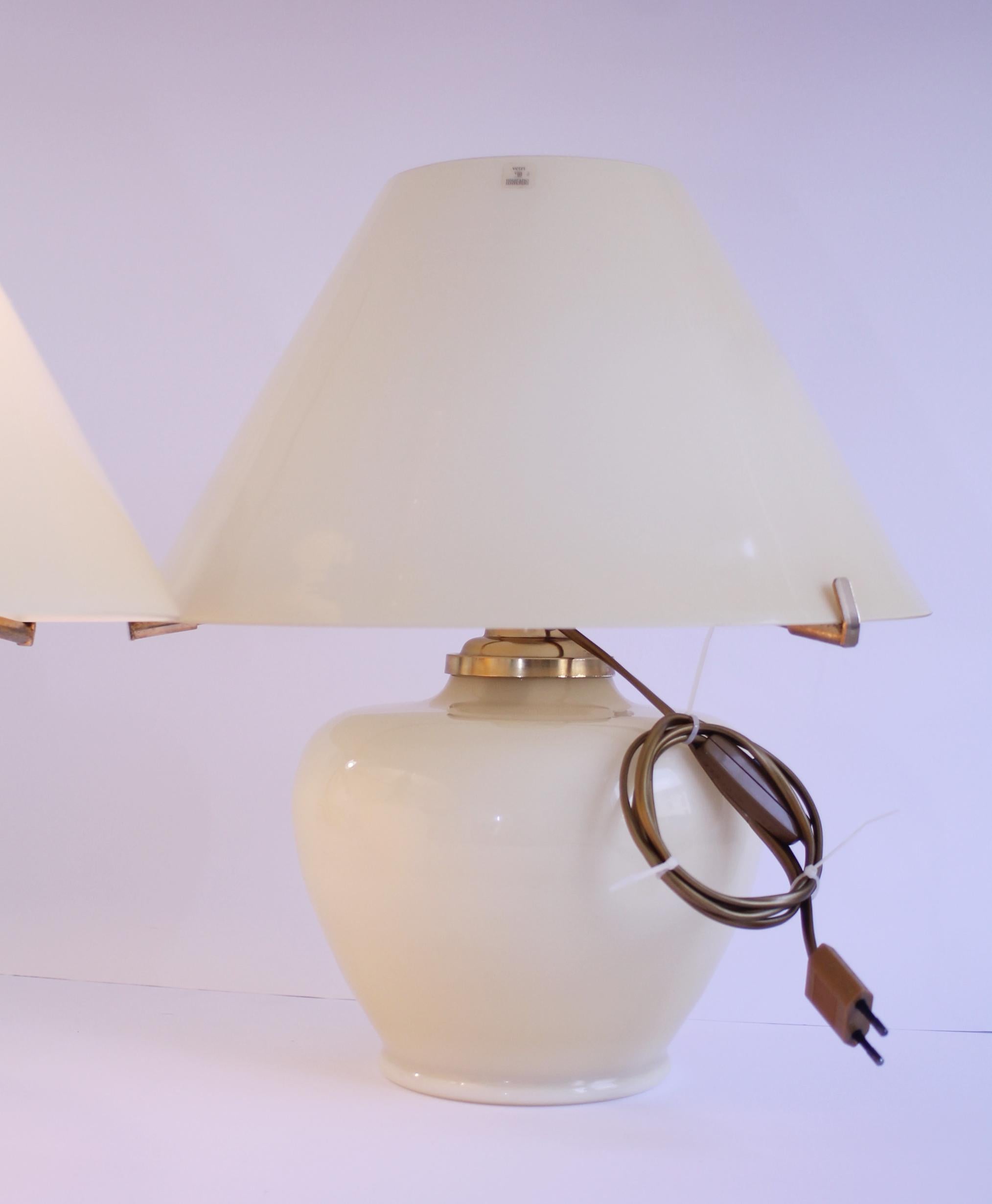 DUO - Mid-Century Murano (43hx38d cm) Vetreria Lag S.R.L (VM004) opaline glass. For Sale 5