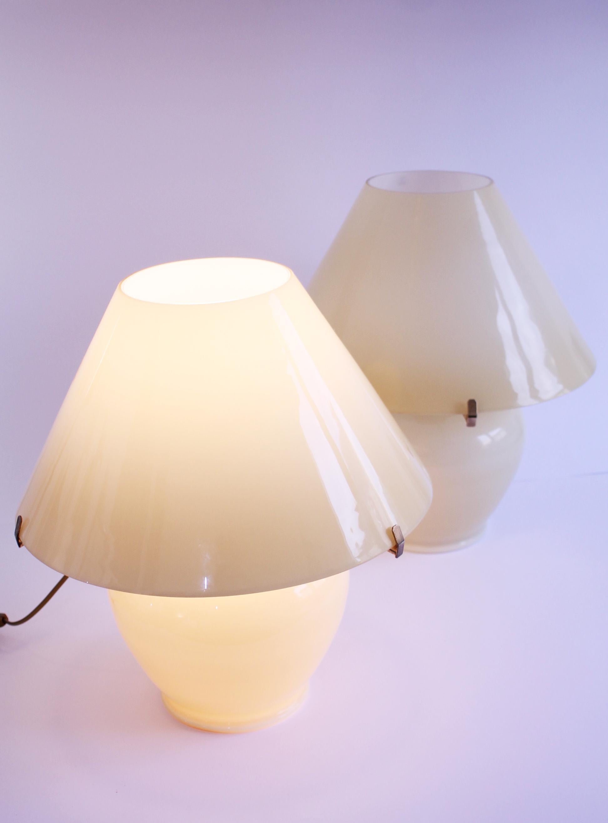 Anodized DUO - Mid-Century Murano (43hx38d cm) Vetreria Lag S.R.L (VM004) opaline glass. For Sale