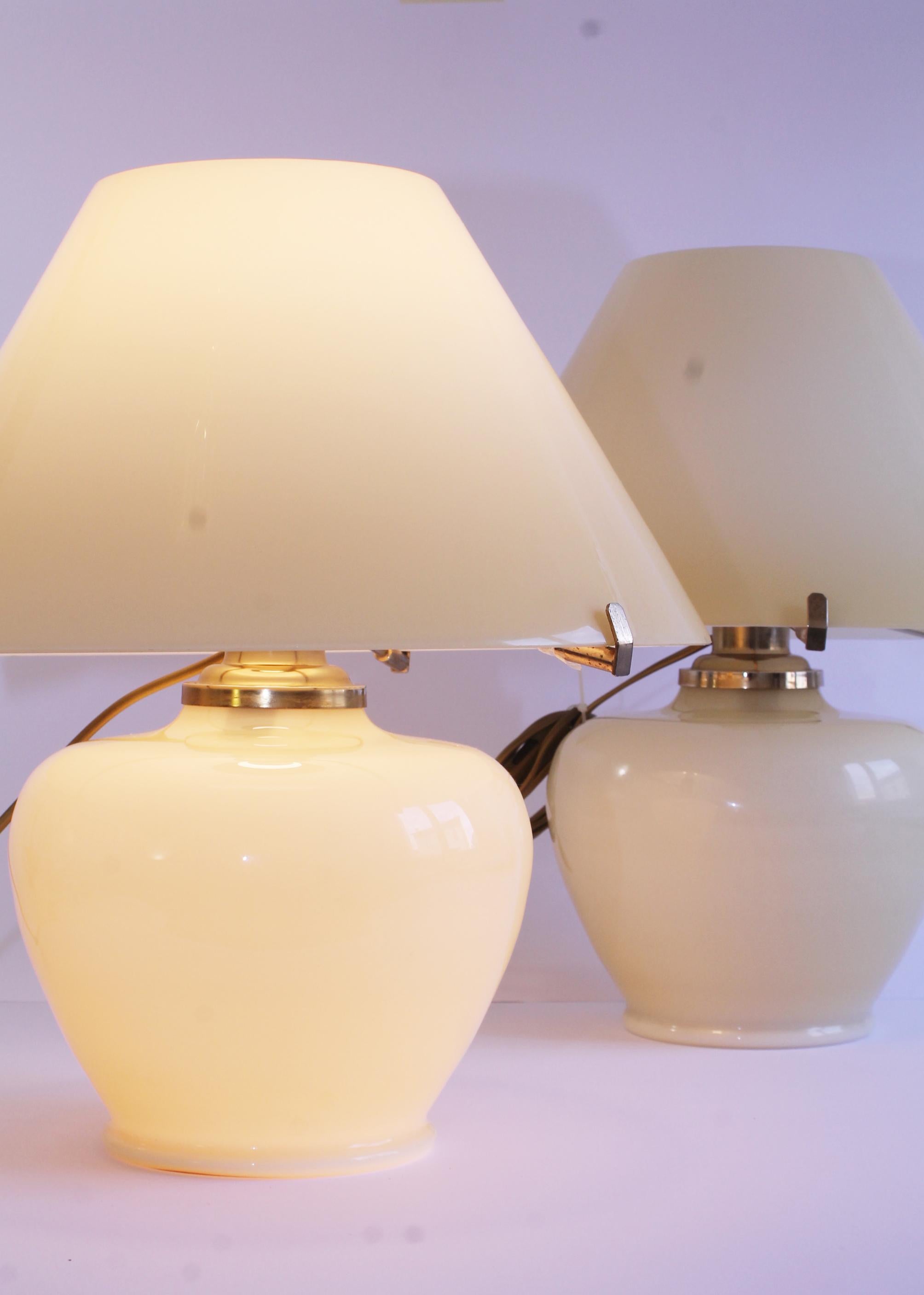 DUO - Mid-Century Murano (43hx38d cm) Vetreria Lag S.R.L (VM004) opaline glass. For Sale 1