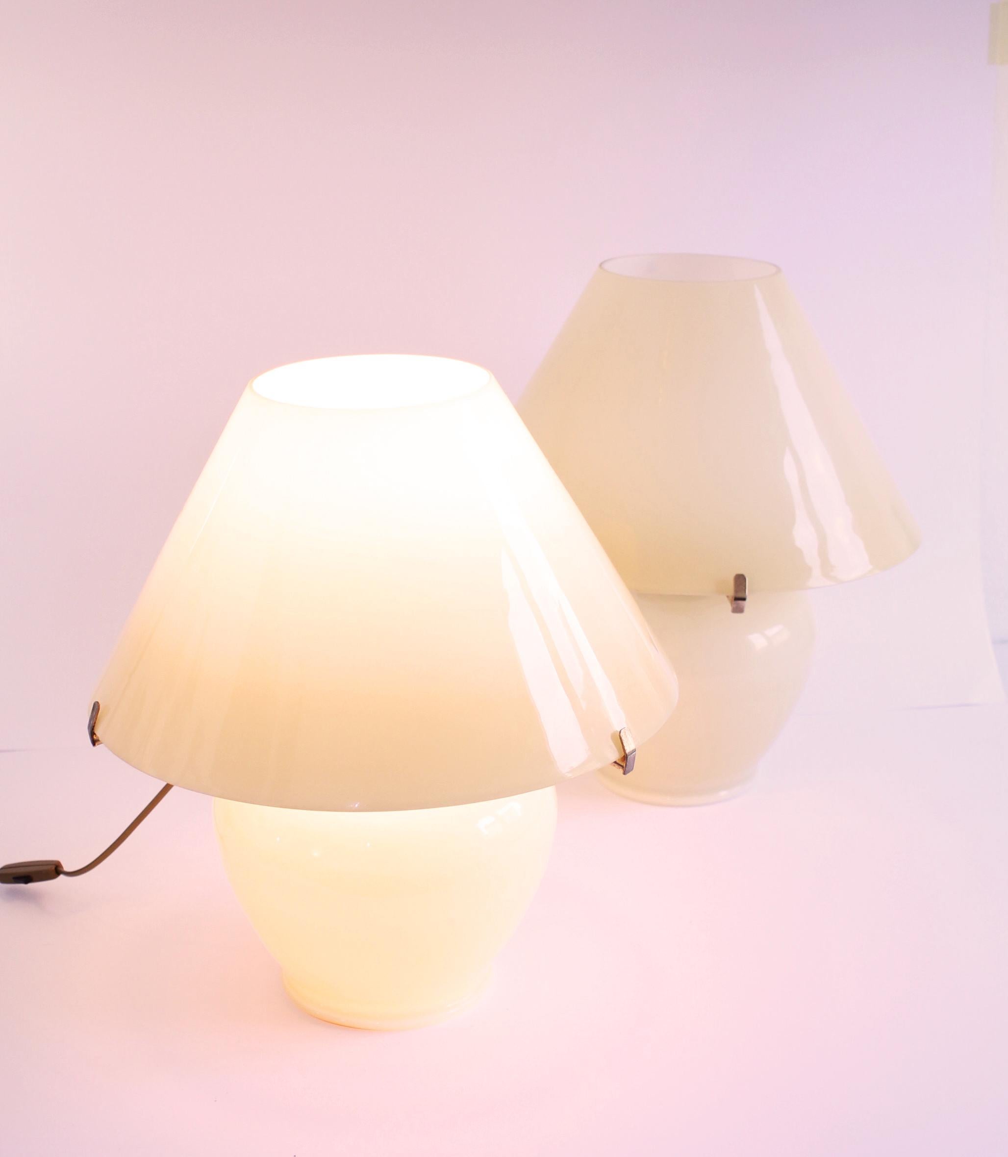 DUO - Mid-Century Murano (43hx38d cm) Vetreria Lag S.R.L (VM004) opaline glass. For Sale 2