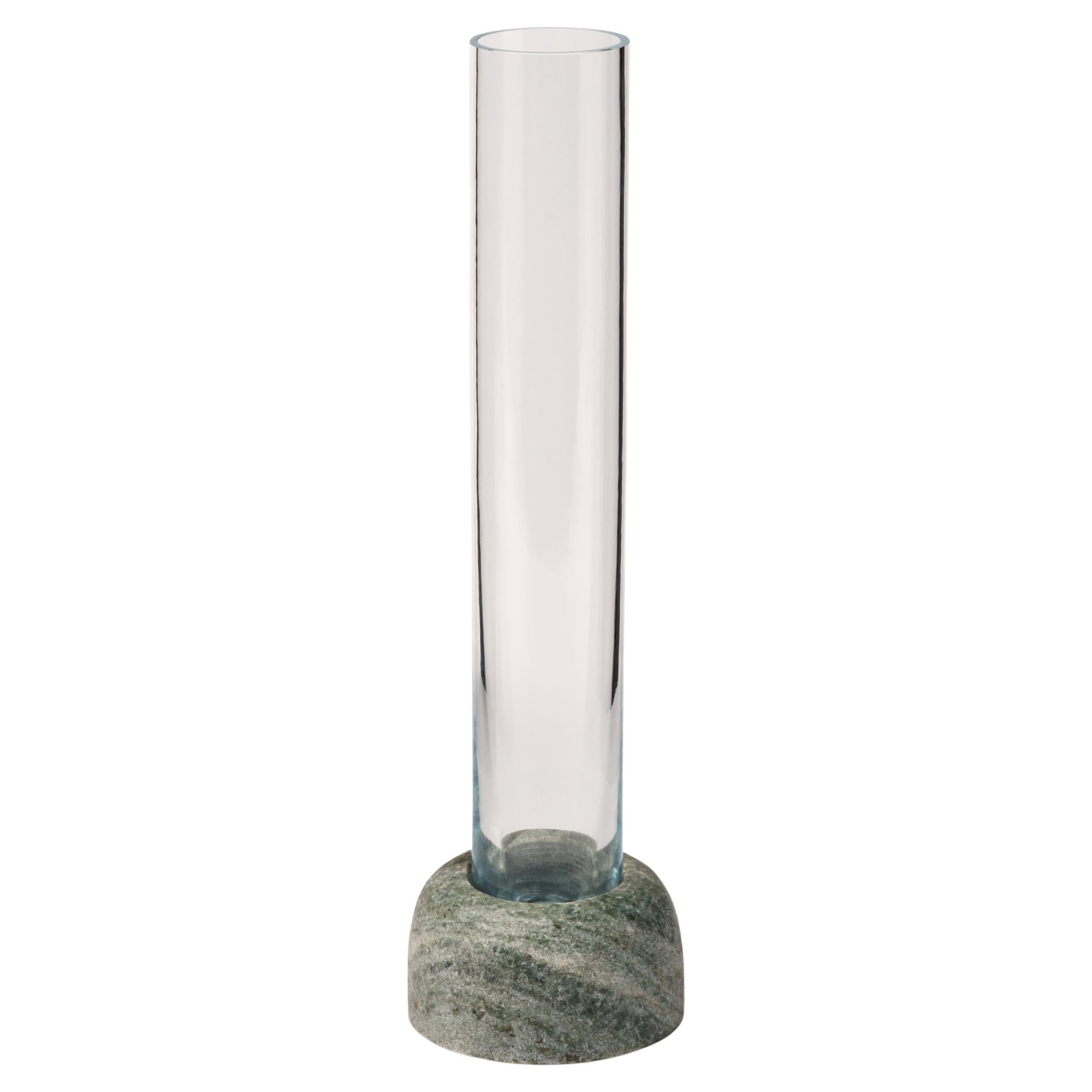 Minimalistische Vase aus Serpa-Marmor und Glas – klein