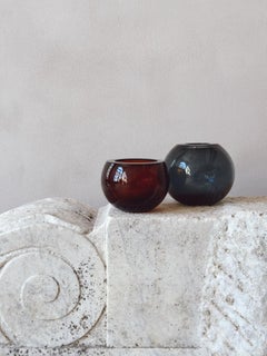 Fendi Casa Murano Glass Bowls Duo, Blue & Brown, Hand-Blown, 1990s