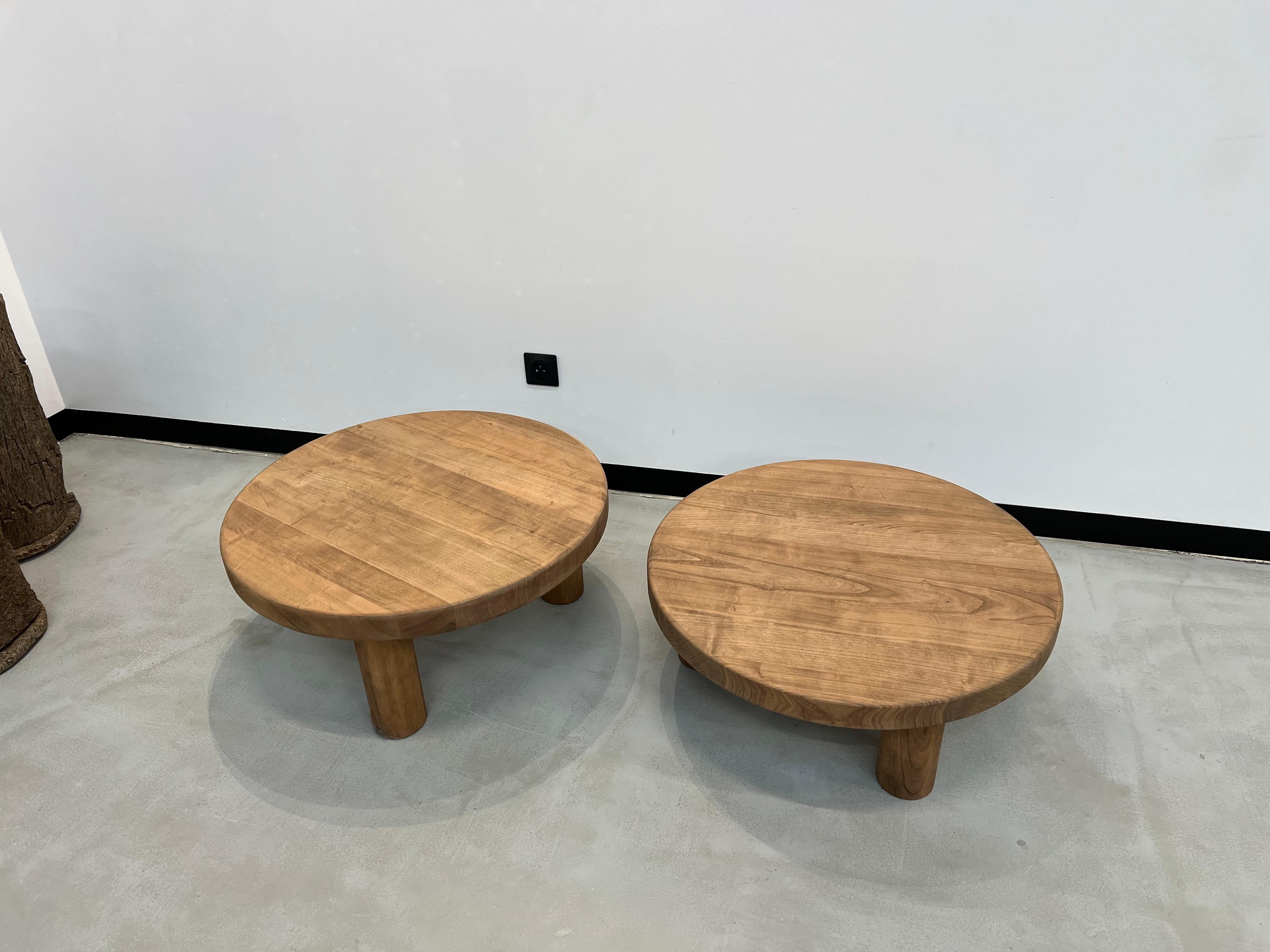 Duo of mid century circular coffee tables 8