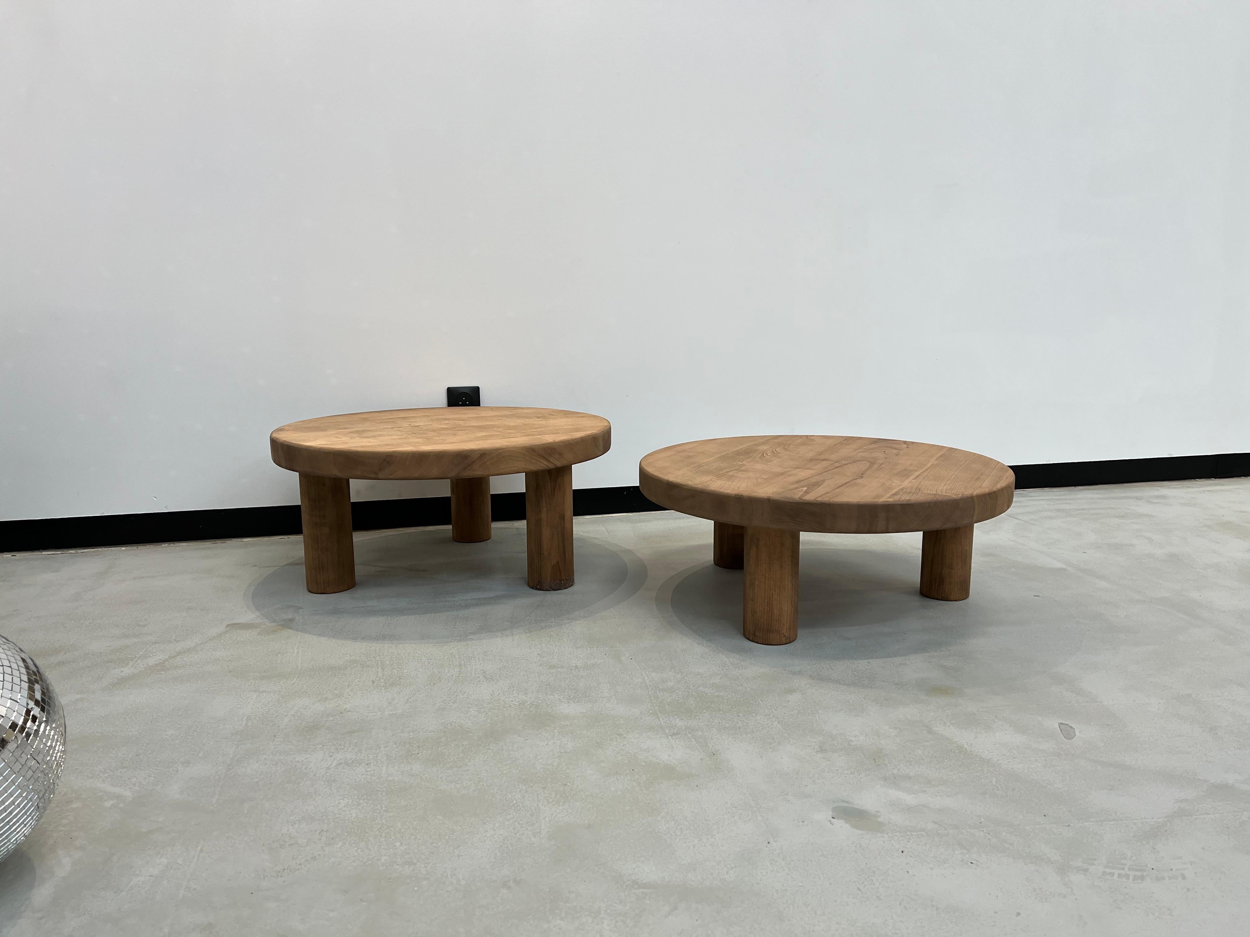 Duo of mid century circular coffee tables 9