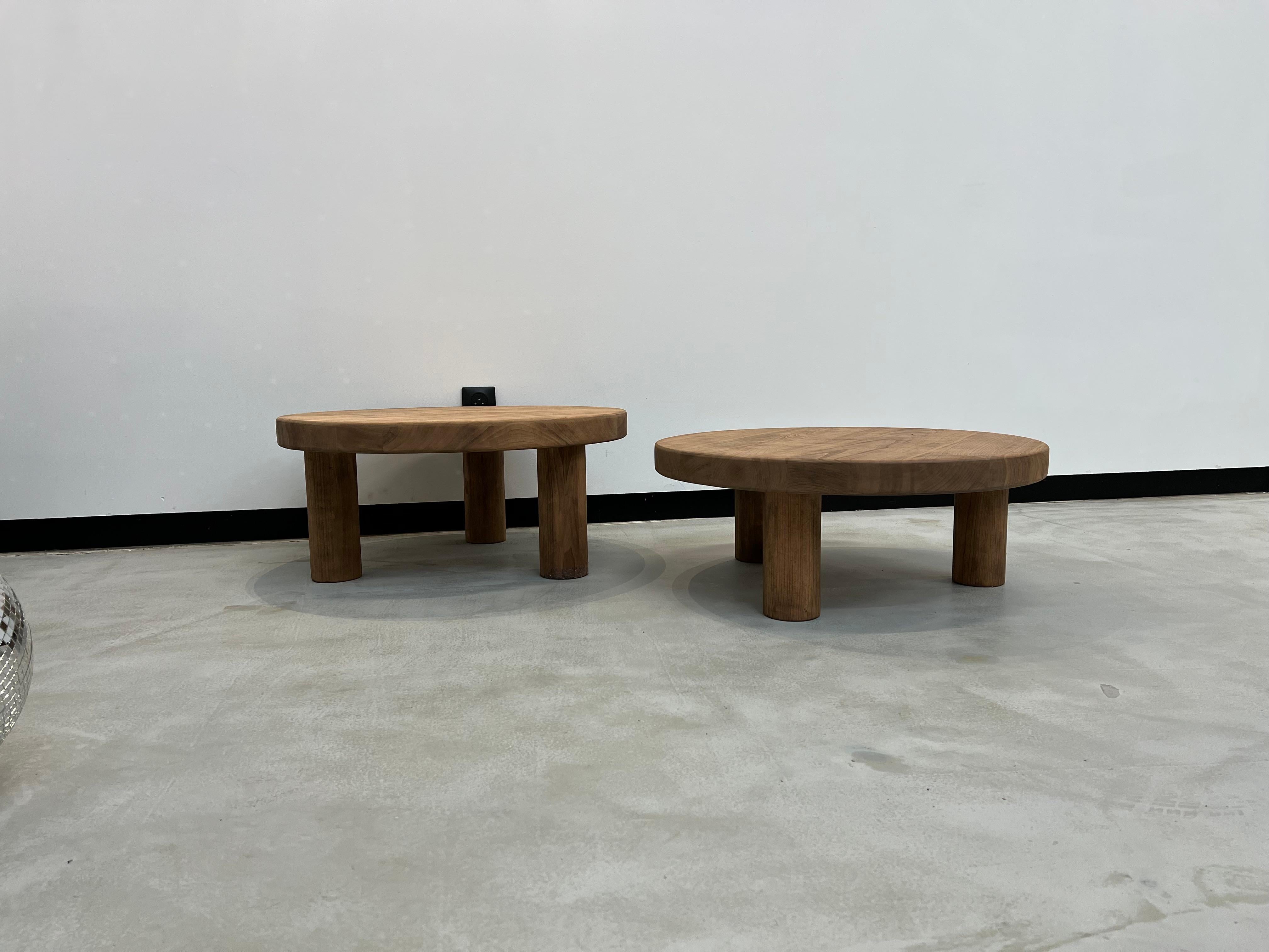 Duo of mid century circular coffee tables 10